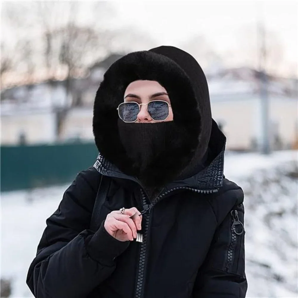 Women's Ski Mask Balaclava Face Mask Knitted Warm Fleece, Black